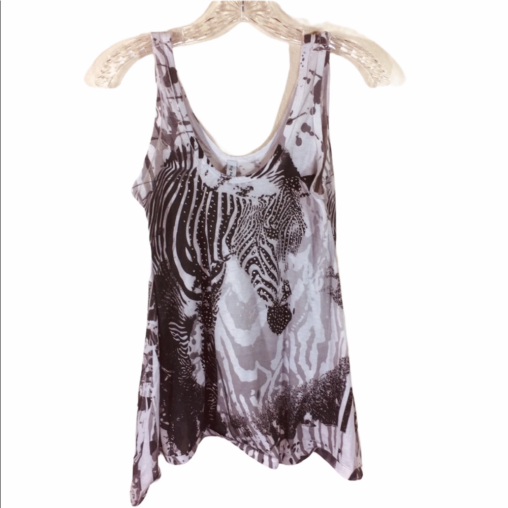 Blingy Zebra Graphic Tank M